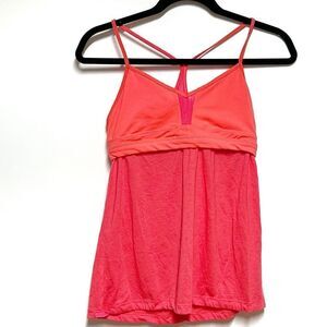 Alo Yoga Neon Coral Padded Strappy Workout Top  Racerback  Sz S/M